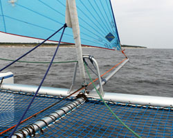 Sailing along costline